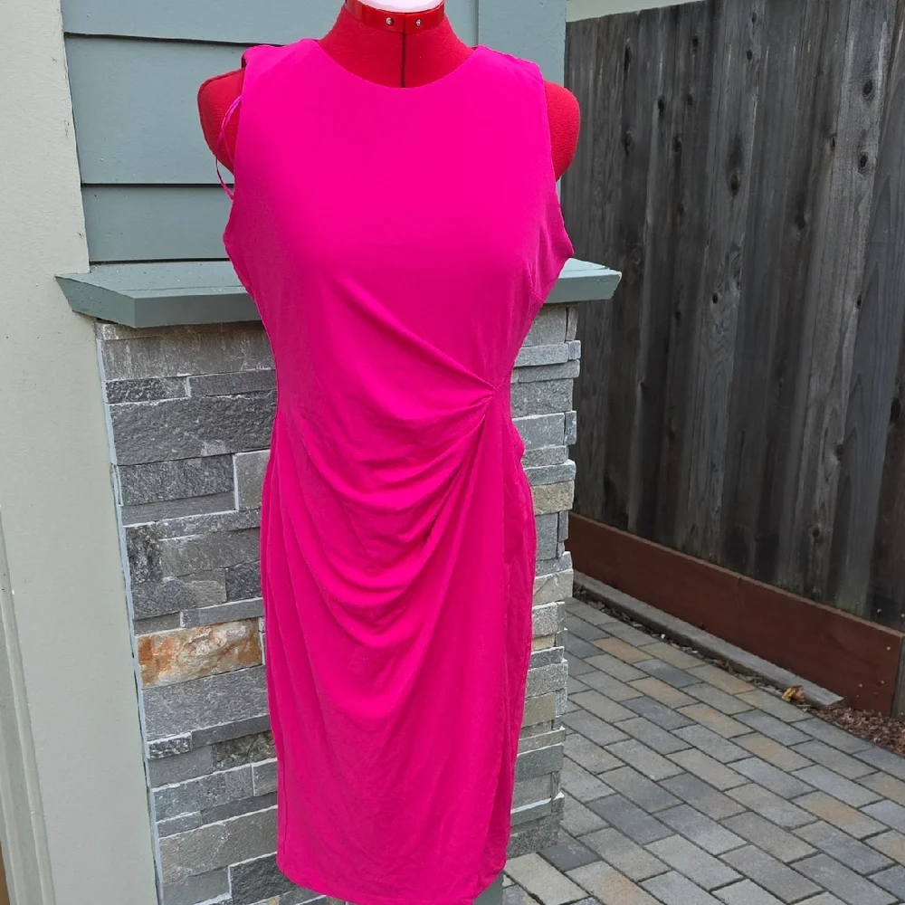 Neiman Marcus Fuchsia Midi Dress - Picture 1 of 4